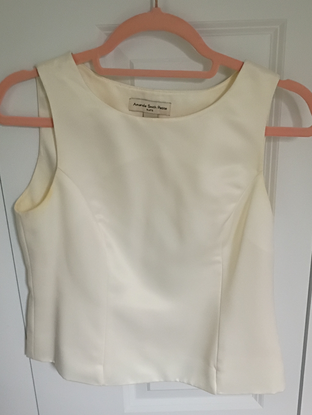 Amanda Smith Ivory Satin Sleeveless Shell Top